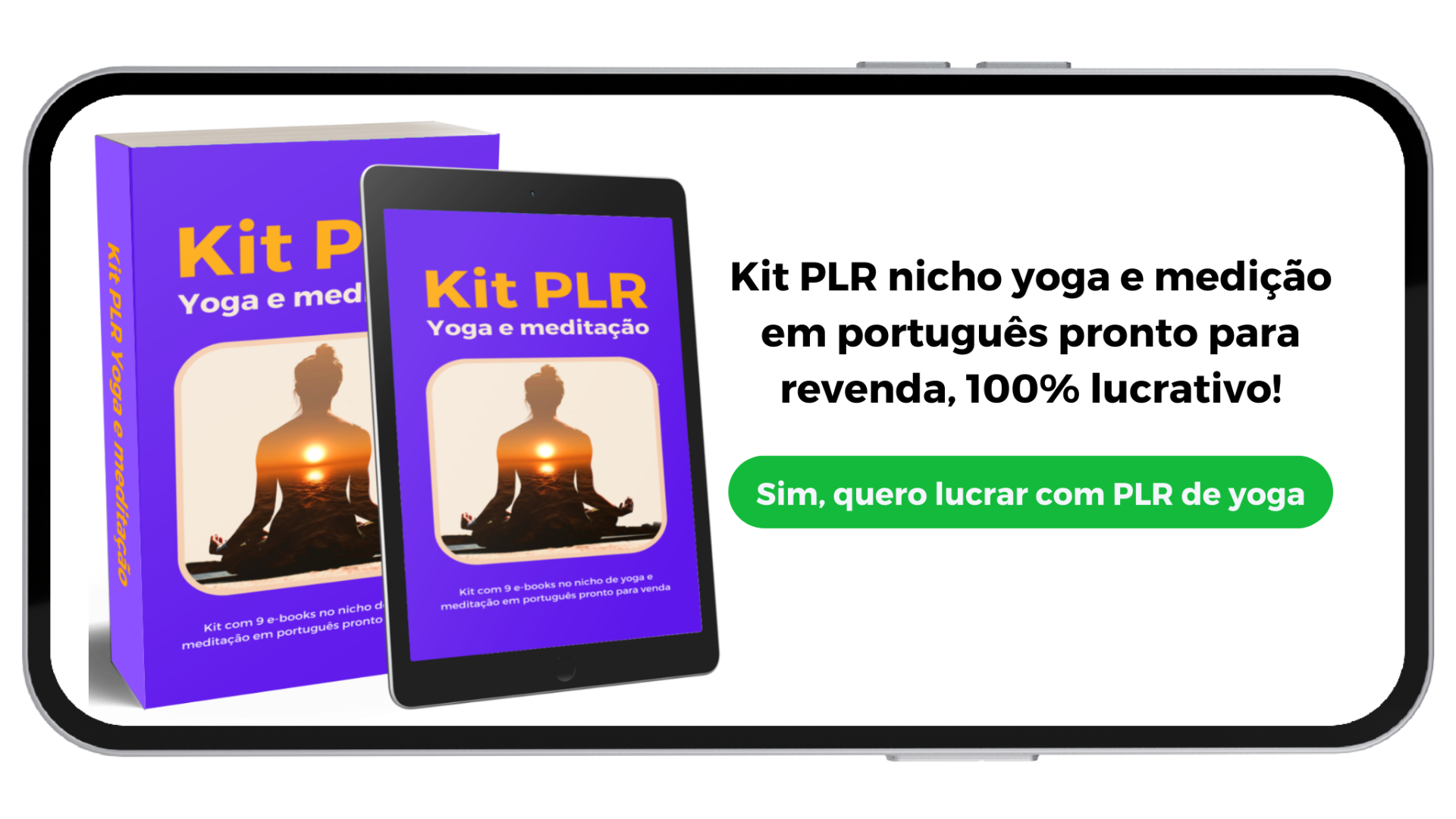 Kit com 09 e-books PLR no nicho de yoga e meditação
